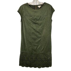 Xhilaration Womens Cap Sleeve Sheath Dress Faux Suede Green Size Small Zip